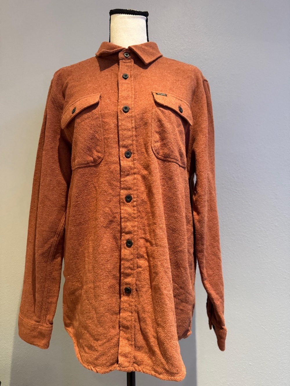 Brixton Rust Orange Button-Front Shacket with Chest Pockets - Picture 3 of 14